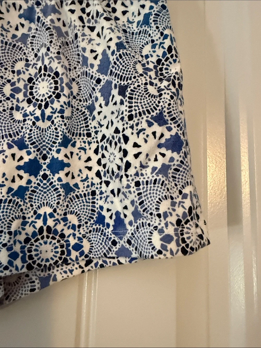 Gently worn Blue and White Lace-Print Shorts (2)
